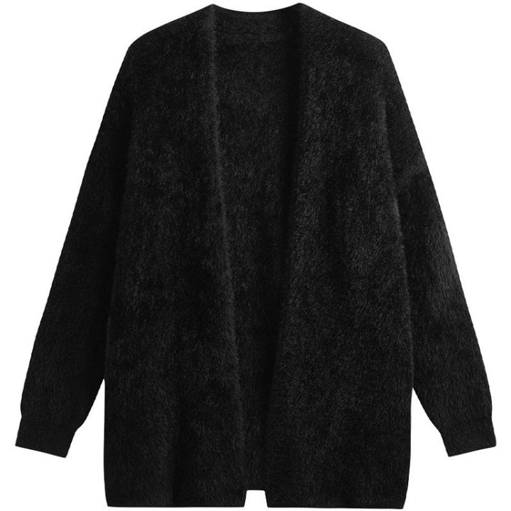 Ladies oversized cardigan in soft fleece with open cut Lune London