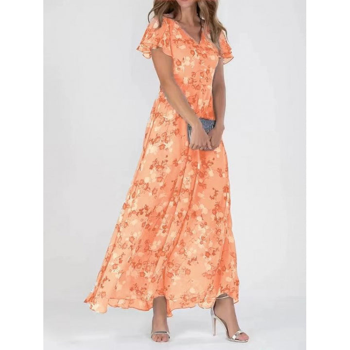 Maxi dress for women with elegant ruffle details and a chic floral design