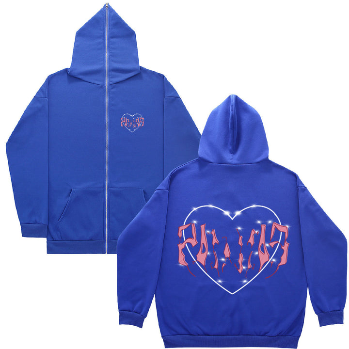 Hooded jacket for women with a unique heart design and full zip Lune London