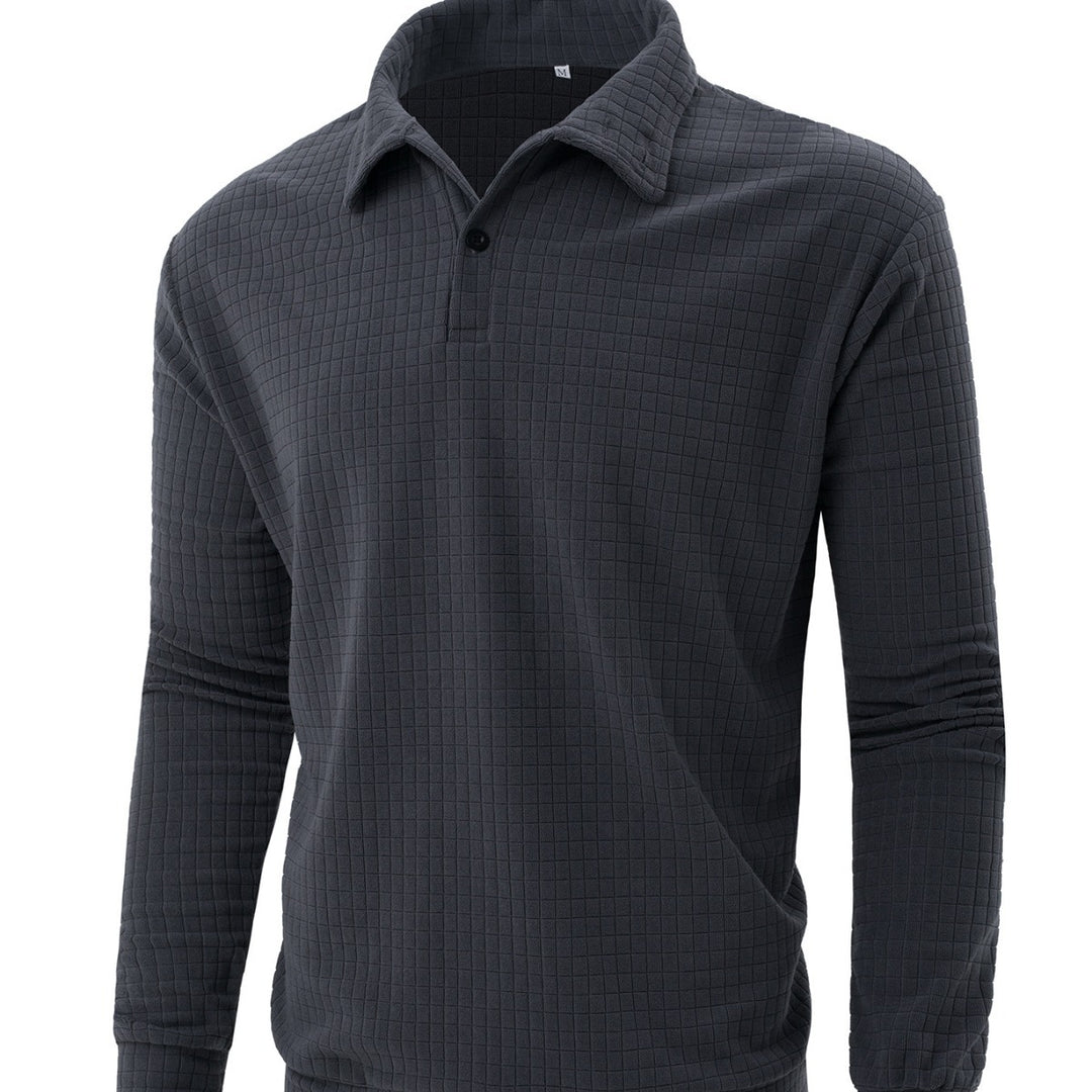 Men's Long Sleeve Polo with Structured Surface Lune London