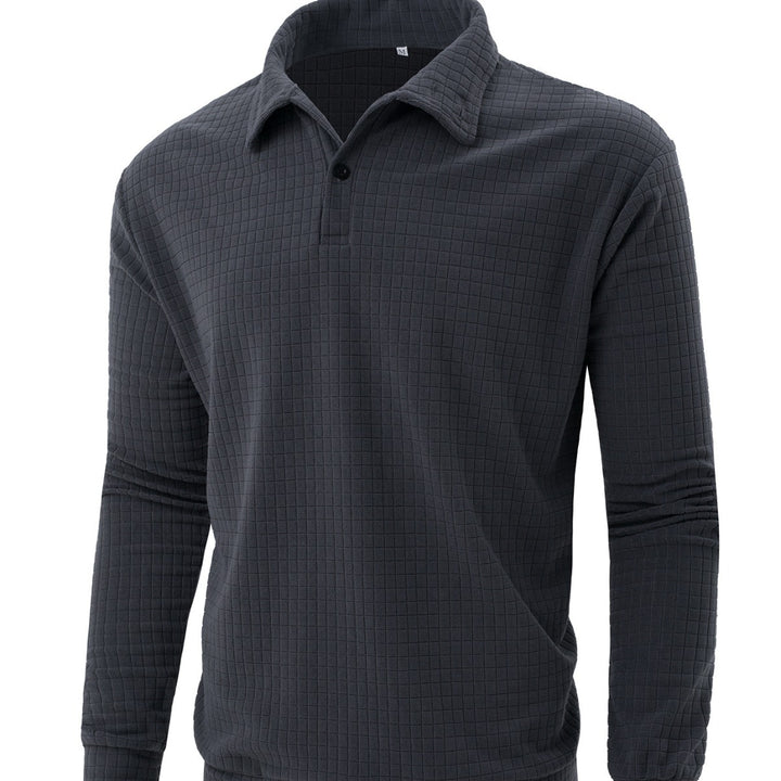 Men's Long Sleeve Polo with Structured Surface Lune London