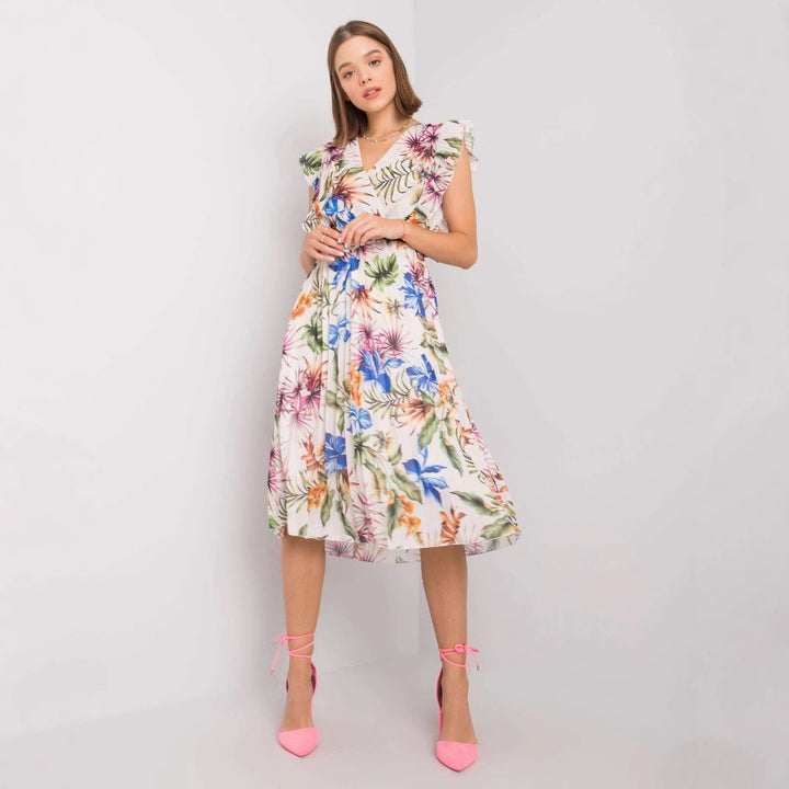 Lune London Floral Pattern Ruffle Midi Dress for Ladies