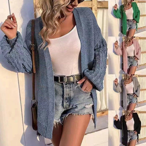 Thick knit cardigan for women with deep structured sleeves Amarae
