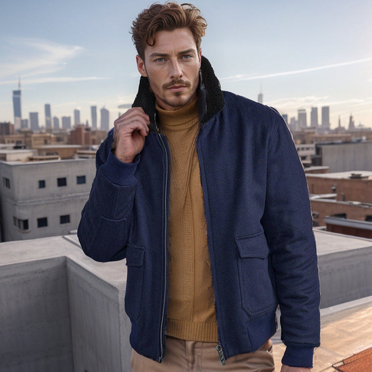 Warm fleece jacket for men with high collar and practical pockets Lune London