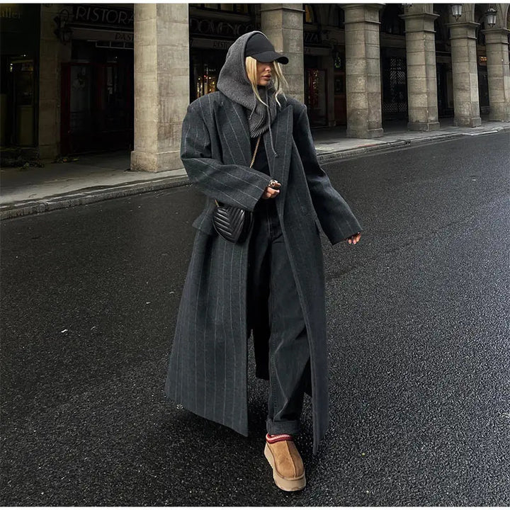 Lune London striped oversized coat for women