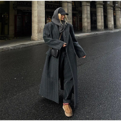 Amarae striped oversized coat for women