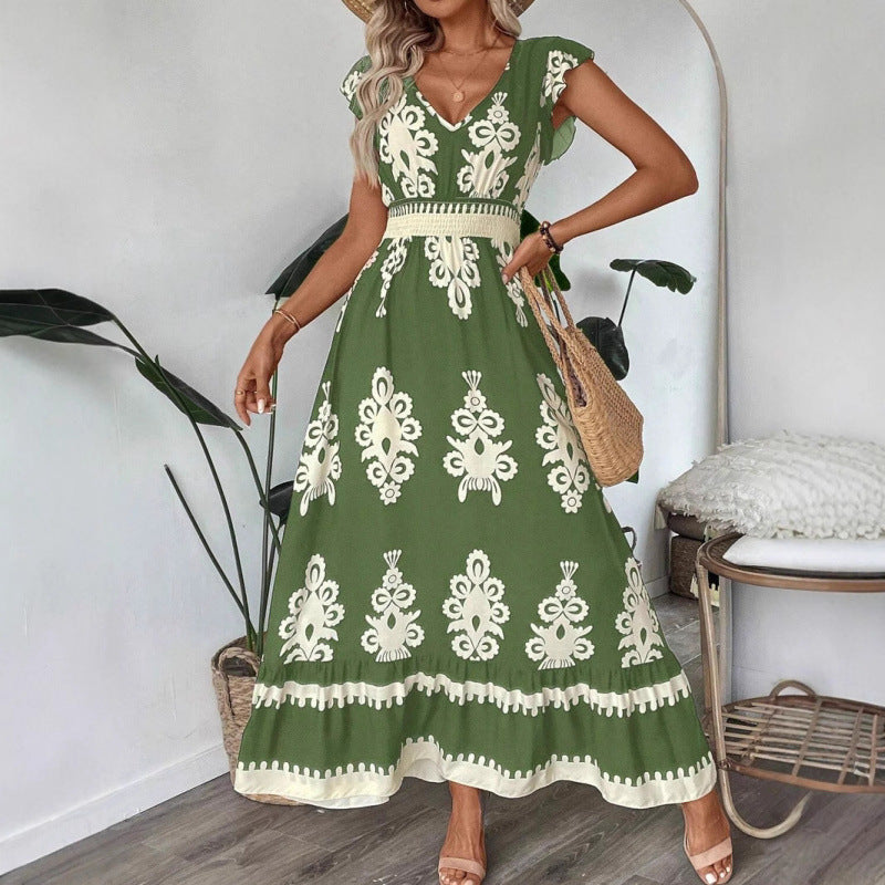 Lune London Embroidered V Neck Maxi Dress for Women