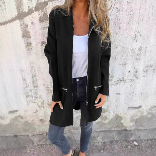 Long fashion jacket for women with zipper Amarae