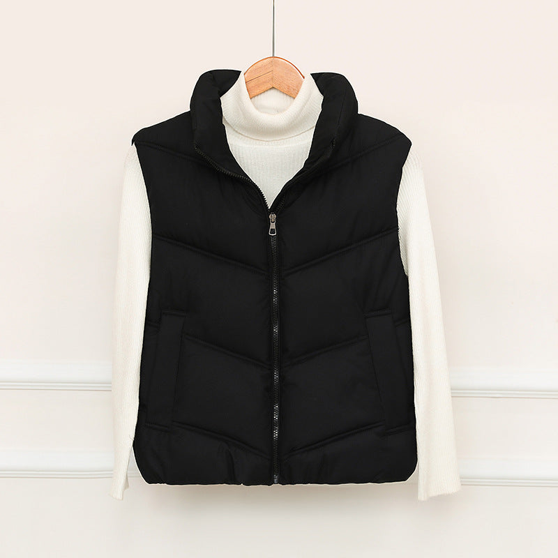 Ladies padded gilet with high collar and practical front pockets Amarae