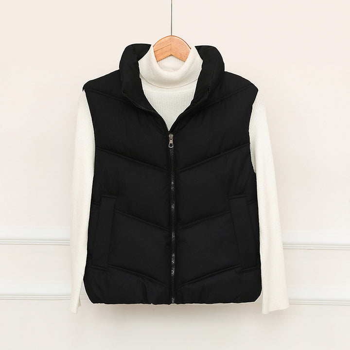 Ladies padded gilet with high collar and practical front pockets Amarae