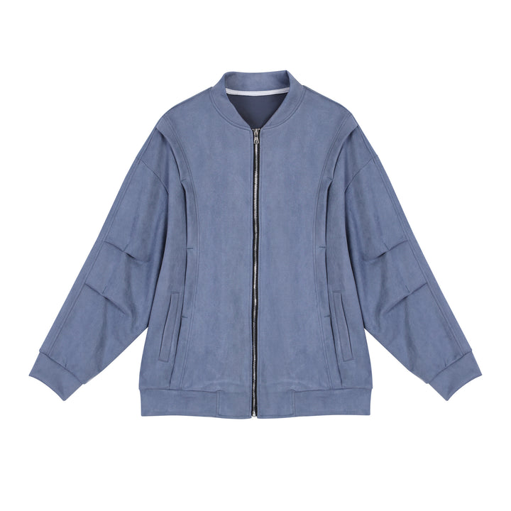 Stylish oversized jacket for women in soft faux leather with practical pockets and full zip Lune London