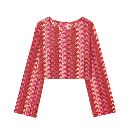 Wide palazzo pants for women with eye-catching wave pattern and elastic waistband Amarae