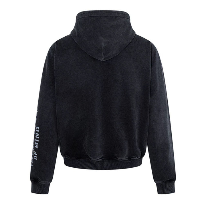 Men's hoodie zip jacket in vintage look with statement print and destroy details Amarae
