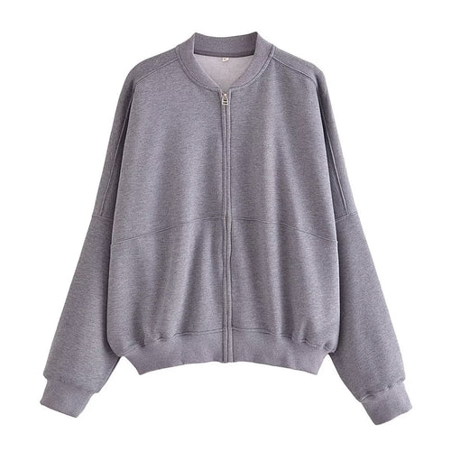 Casual sweatshirt jacket for women with a high collar and practical pockets Amarae