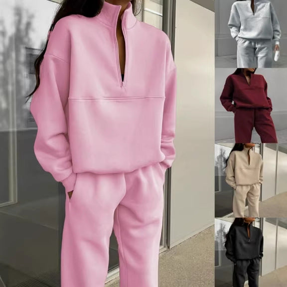 Women's Comfort Sweat Set with Half-Zip Stand-Up Collar and Relax Jogger Amarae
