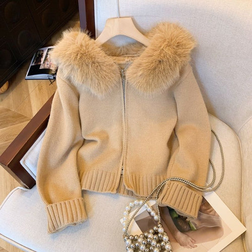 Cardigan pour femme avec col en fausse fourrure amovible Chic & Stil