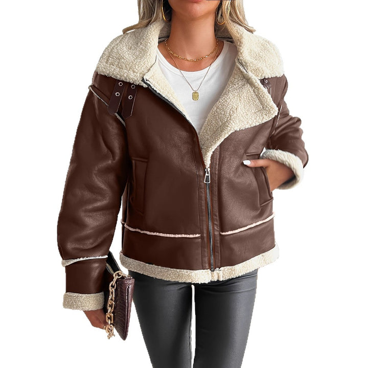 Trendy faux leather jacket for women with cozy teddy lining Lune London