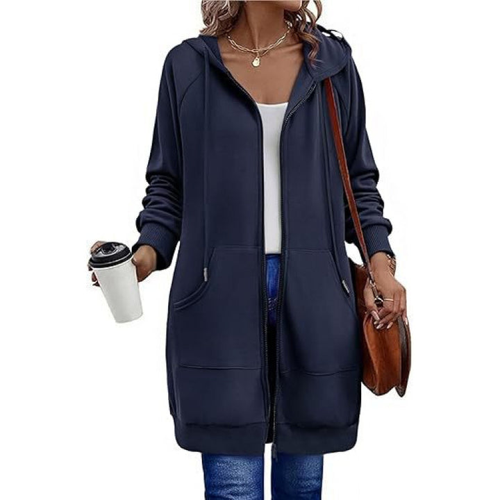 Fashion hooded jacket for women with side pockets and zipper Lune London