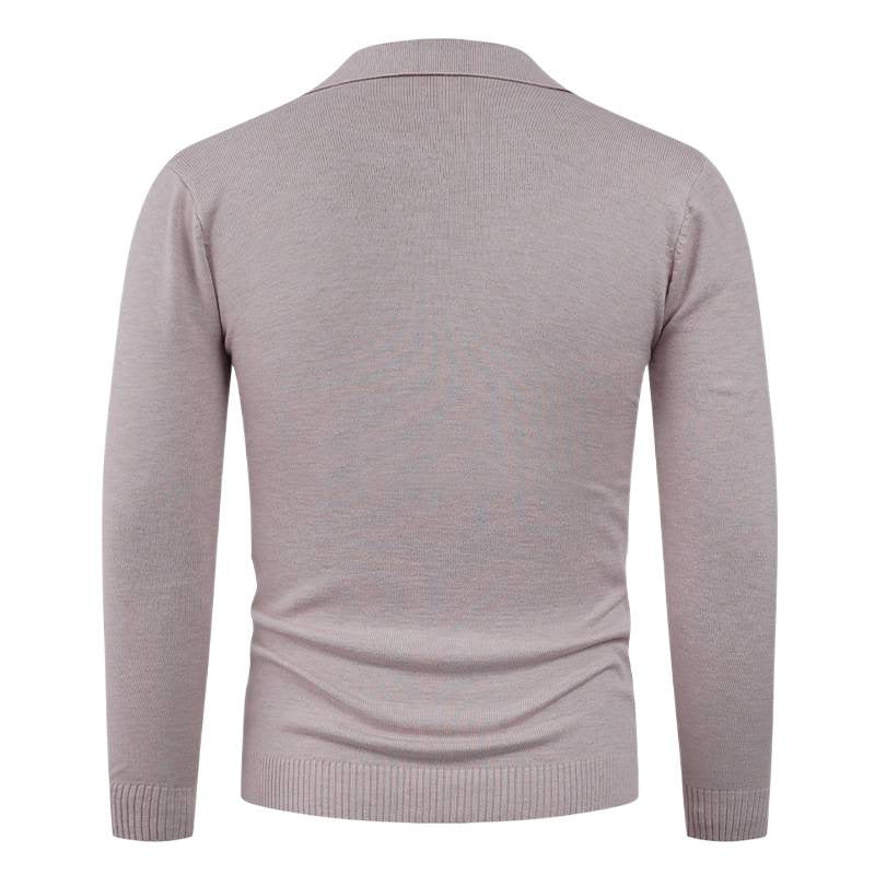 Knit sweater for men with semi-open collar and fine ribbed texture Lune London