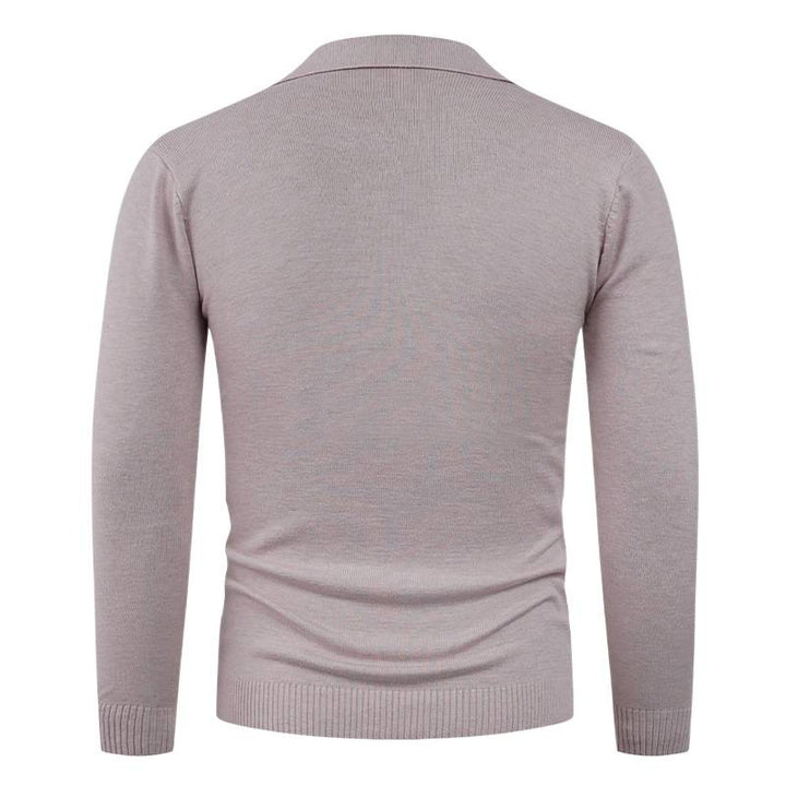 Knit sweater for men with semi-open collar and fine ribbed texture Lune London