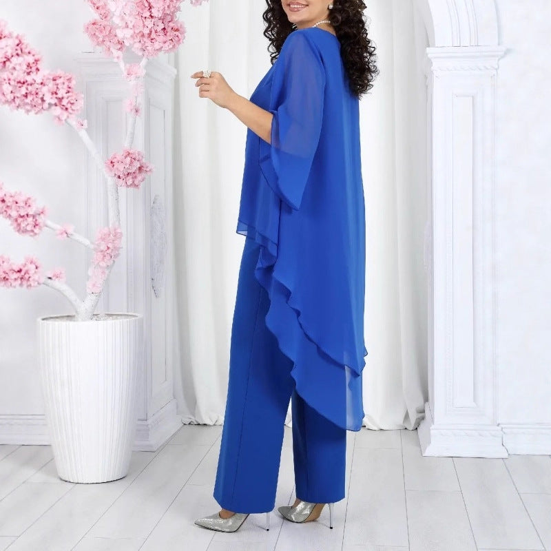 Tunique élégante pour femmes avec superposition transparente et pantalons élégants Chic & Stil