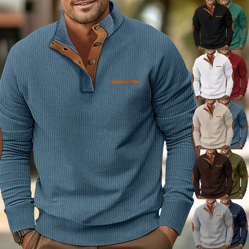 Men's sweater with zipper and leather details Amarae