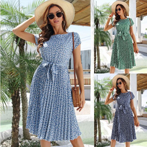 Midi Dress Flowers for Women with Tie Belt Amarae