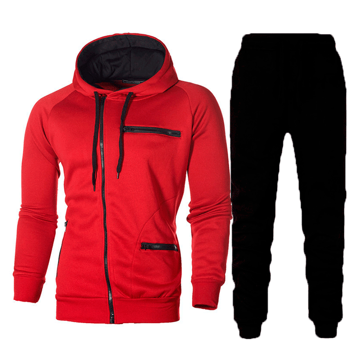 Men's athletic outfit hoodie and jogger pants with modern zippered pockets Lune London