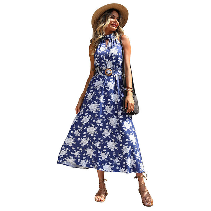 Maxi dress with floral print for women with high slit detail Lune London