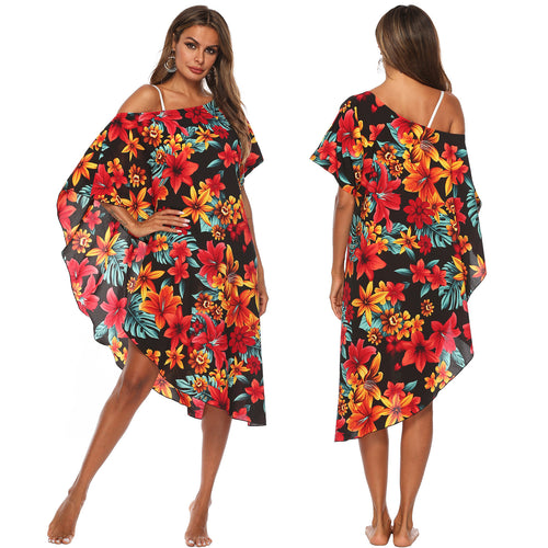 Chic Floral Print Kaftan Dress Women Style