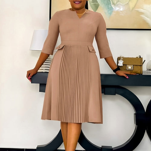 Ladies Elegant Midi Pleated Dress Amarae