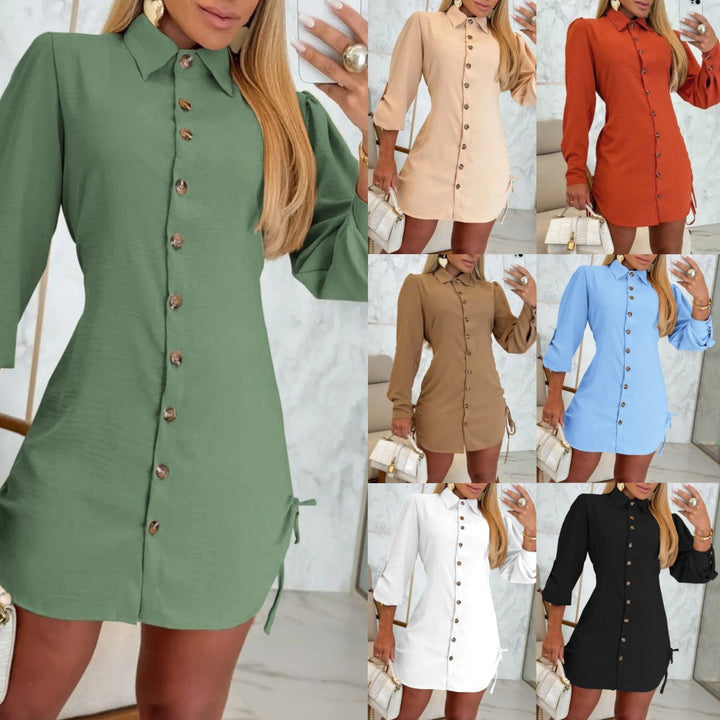 Shirt dress for women with ruffled details and practical tie belts Lune London