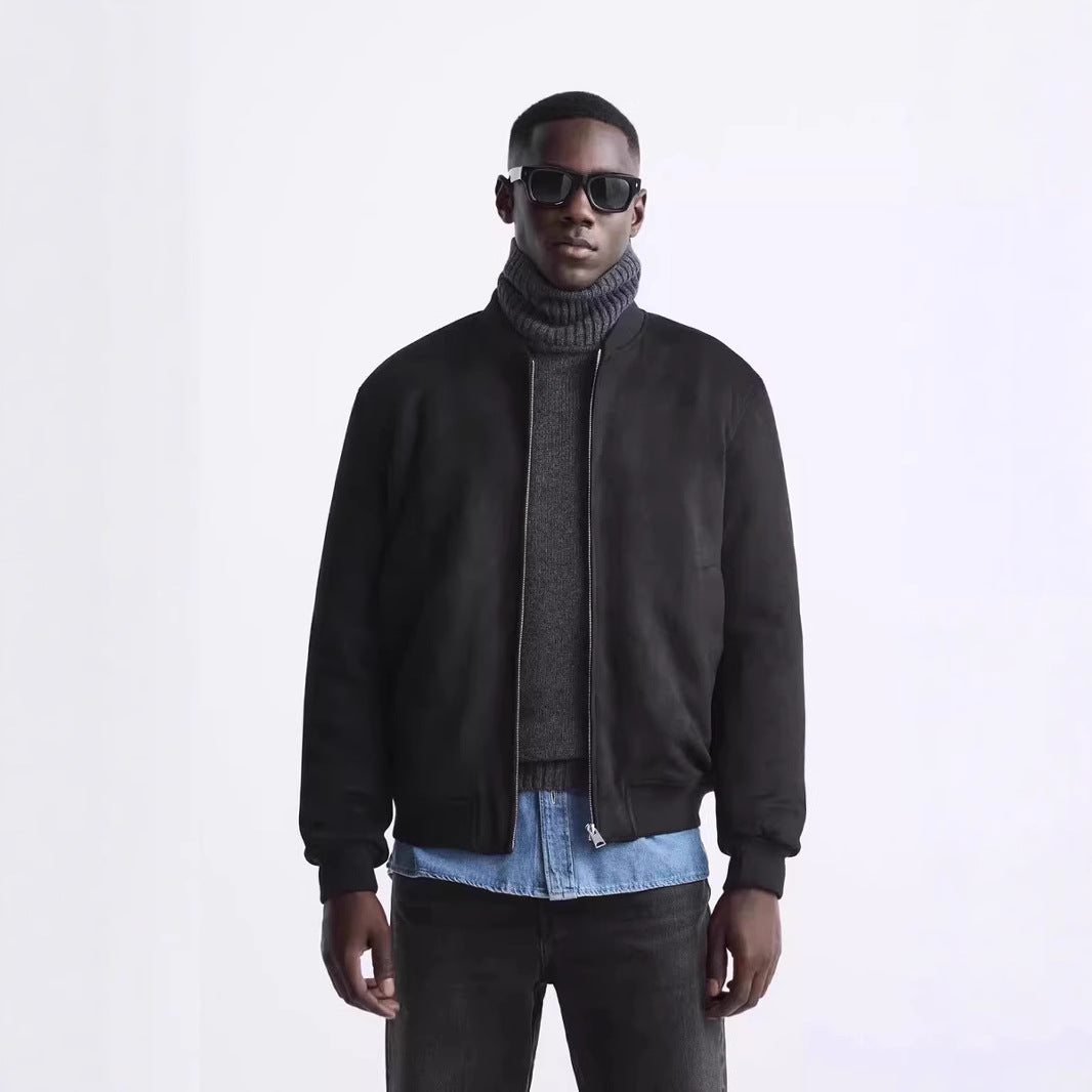 Men's short bomber jacket in minimalist style with ribbed hem Amarae
