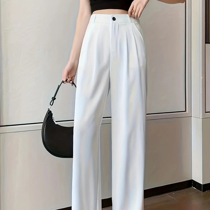 High-waisted pleated wide-leg pants for women Lune London