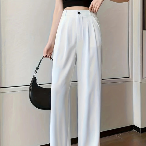High-waisted pleated wide-leg pants for women Amarae