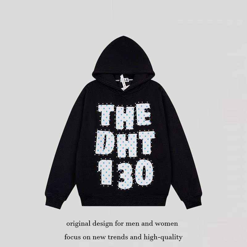 Unisex Oversize Hoodie with Statement Print and Polka Dot Application Amarae
