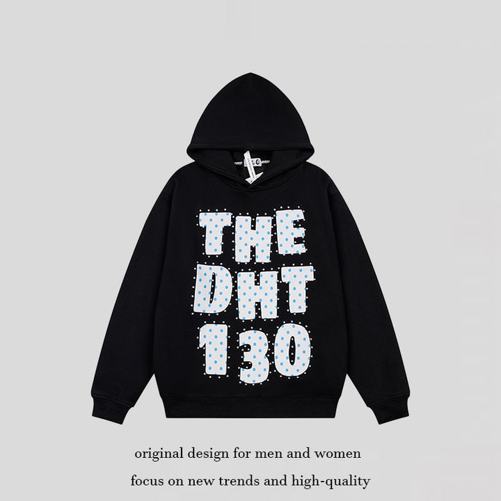 Unisex Oversize Hoodie with Statement Print and Polka Dot Application Amarae