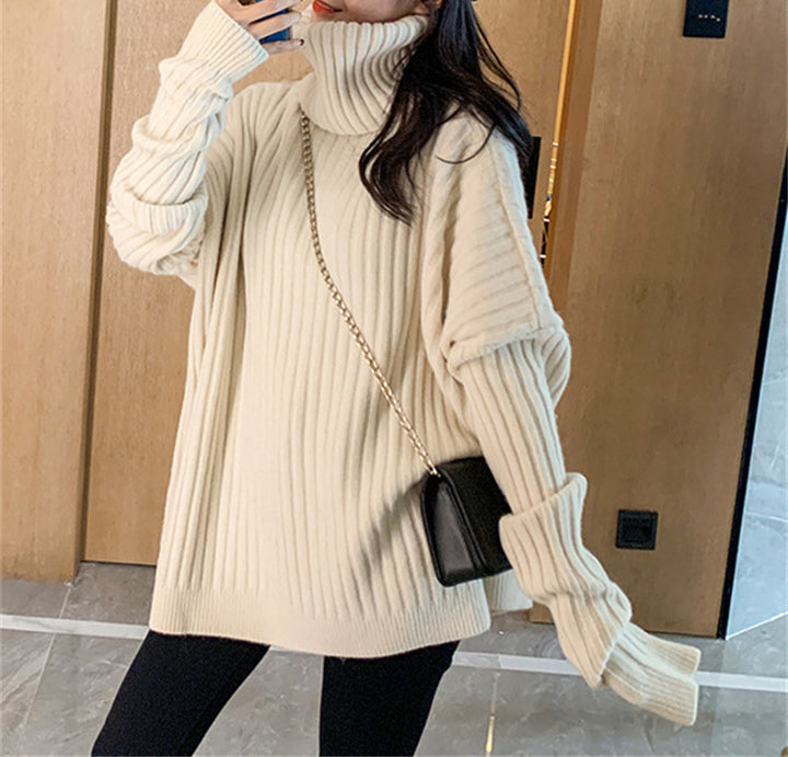 Pull tricoté pour femmes avec col haut et coupe décontractée Chic & Stil