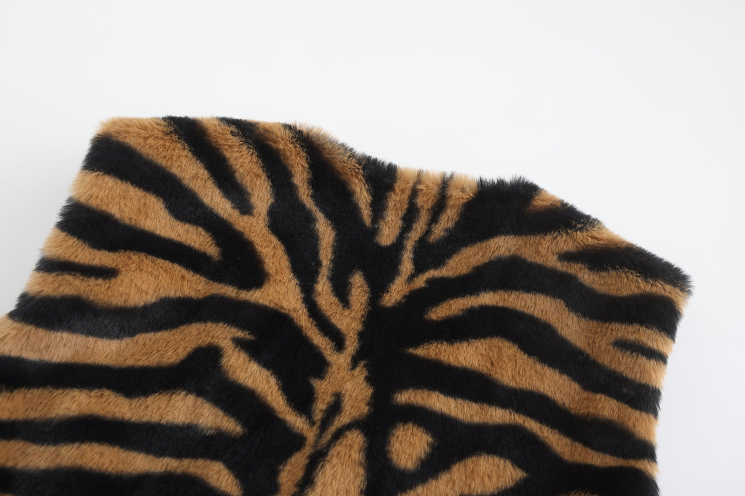 Ladies Elegant Faux Fur Jacket with Modern Zebra Stripes Lune London