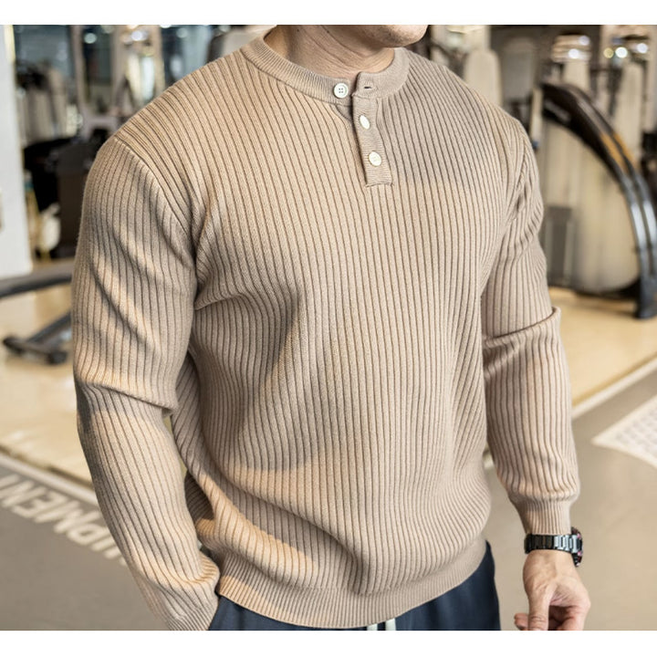Lune London Long Sleeve Ribbed Knit Sweater for Men