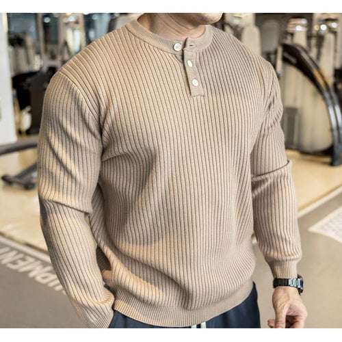 Amarae Long Sleeve Ribbed Knit Sweater for Men