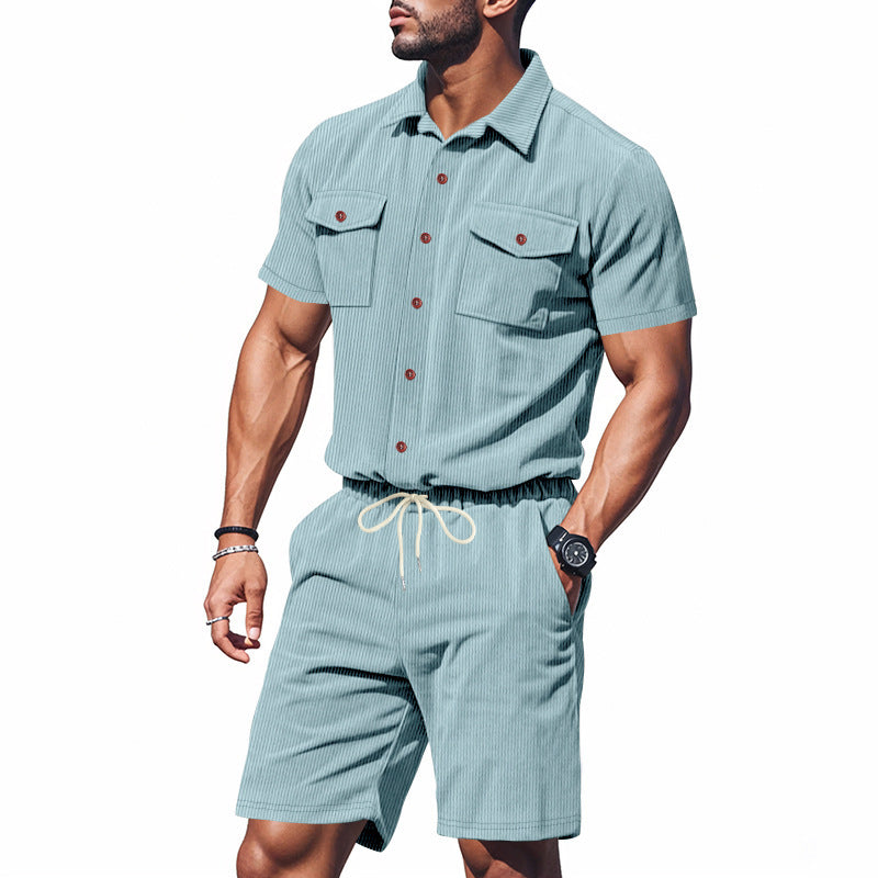 Elegant leisure suit for men with structured details and practical chest pockets Lune London