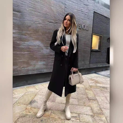 Chic and Stylish Double-Breasted Coat for Ladies
