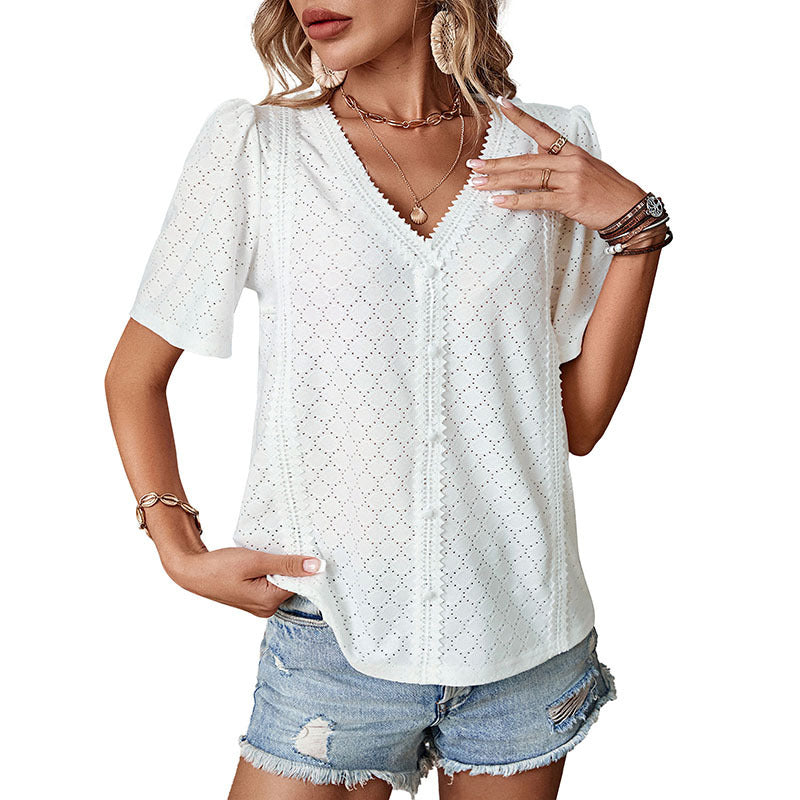 Women Textured Button Blouse Lune London