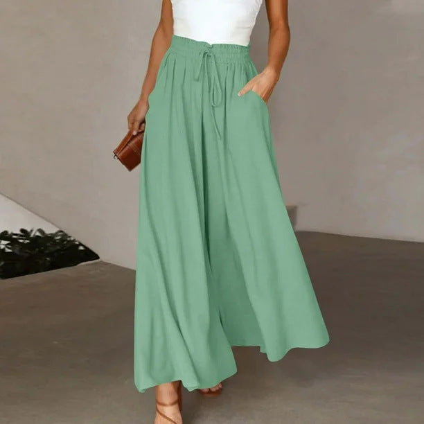Pantalons Palazzo larges pour femmes avec taille élastique et poches latérales pratiques Chic & Stil