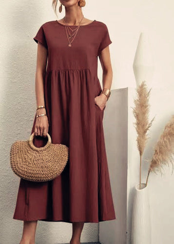 Women’s Midi Dress with Casual Cut and Side Pockets Amarae