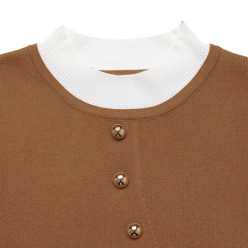 Women Elegant knitted top with contrasting shirt collar Amarae