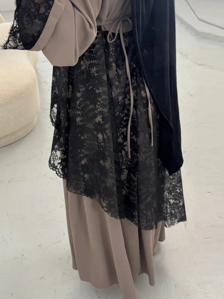 Women's Layered Look Lace Tunic with Ties and Asymmetrical Hem Amarae