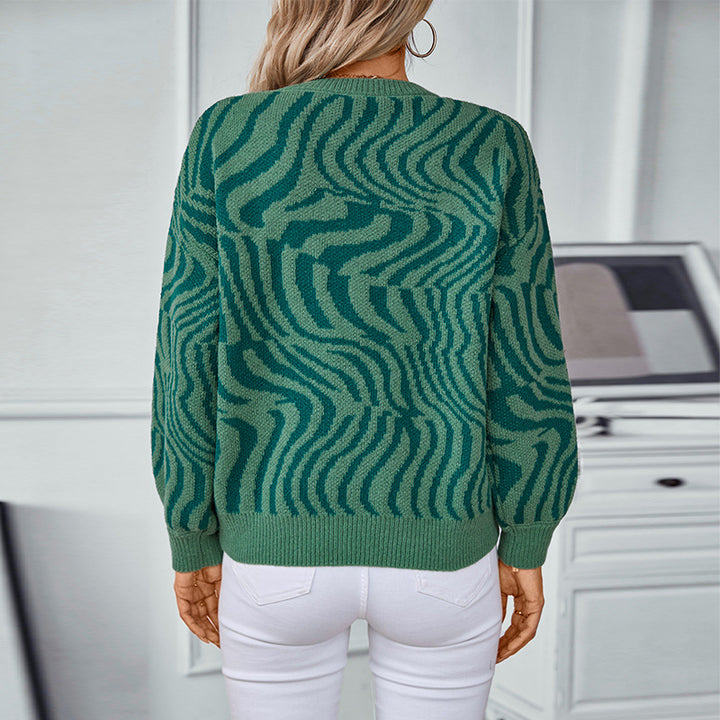 Unique wave pattern knit sweater for women Lune London