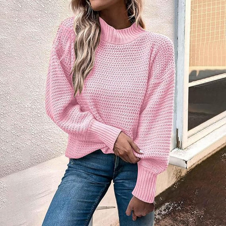Knit sweater with high collar and structured pattern for women Lune London